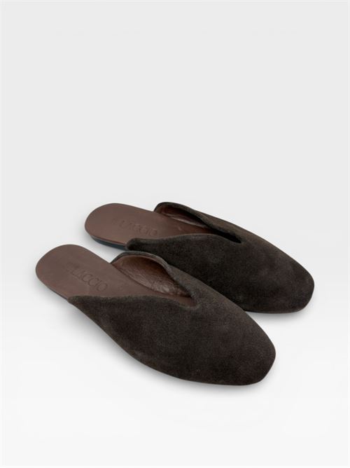 Mocassini in suede verde con nappine e perline IL LACCIO | 1918SUEDEBROWN